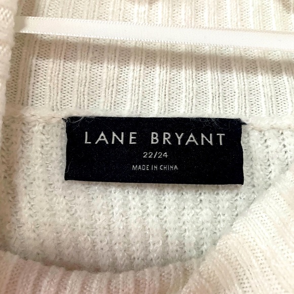 Lane Bryant White Gray Tan Colorblock Turtleneck Tunic Sweater Sz 22/24 - Picture 3 of 7